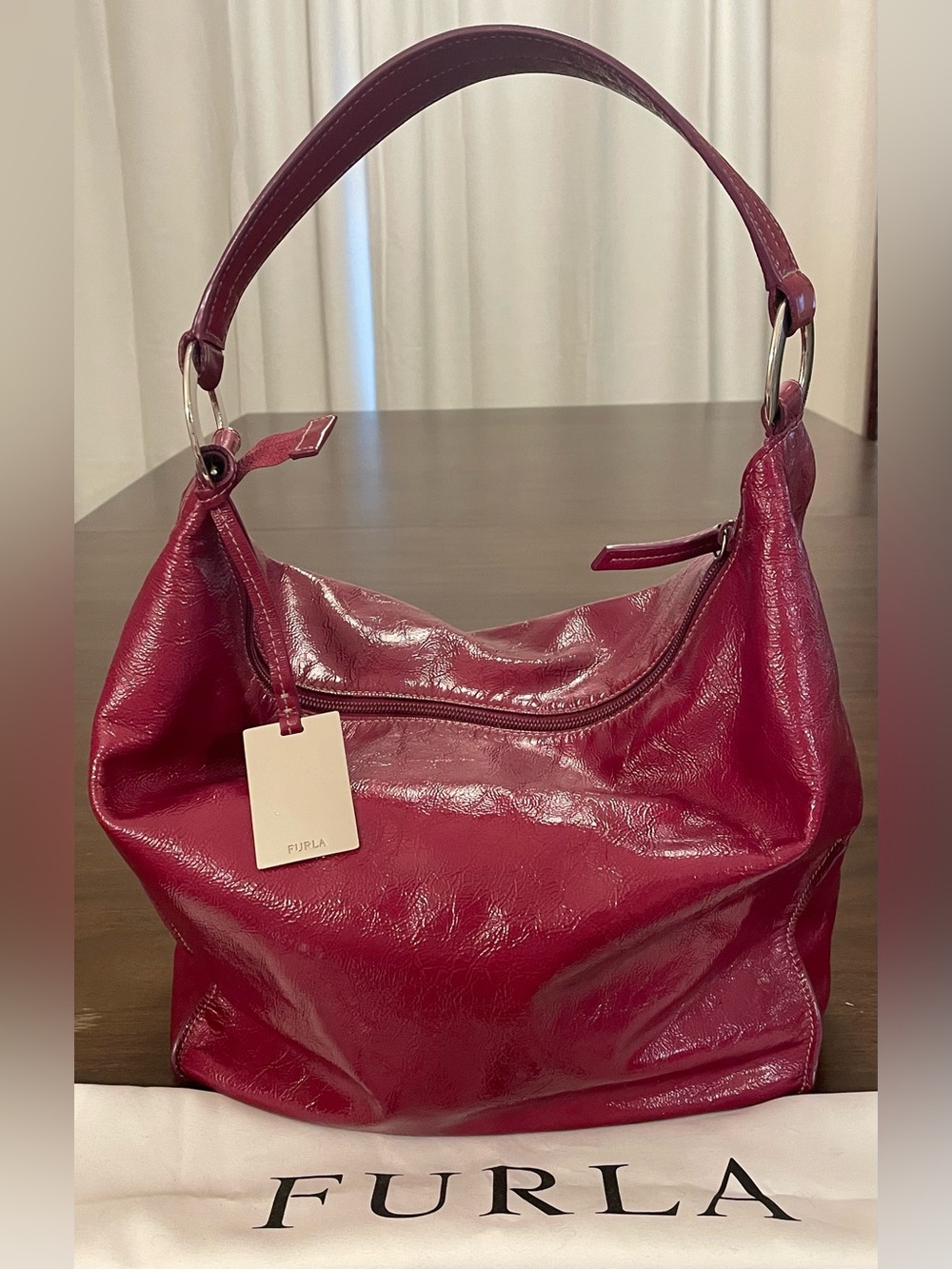Furla Patent Leather Hobo Shoulder Bag - Picture 2 of 13